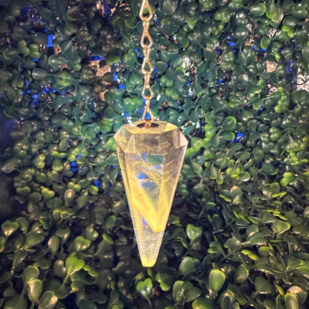 Brazilian Amethyst w/ Powellite Inclusions Pendulum - *UV Reactive*